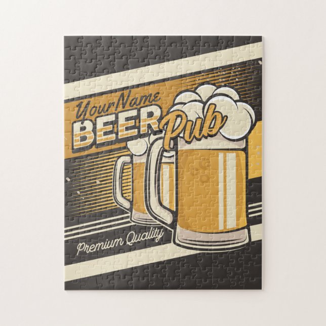 Puzzle Personalized Premium Cold Beer Mug Pub Bar (Vertical)
