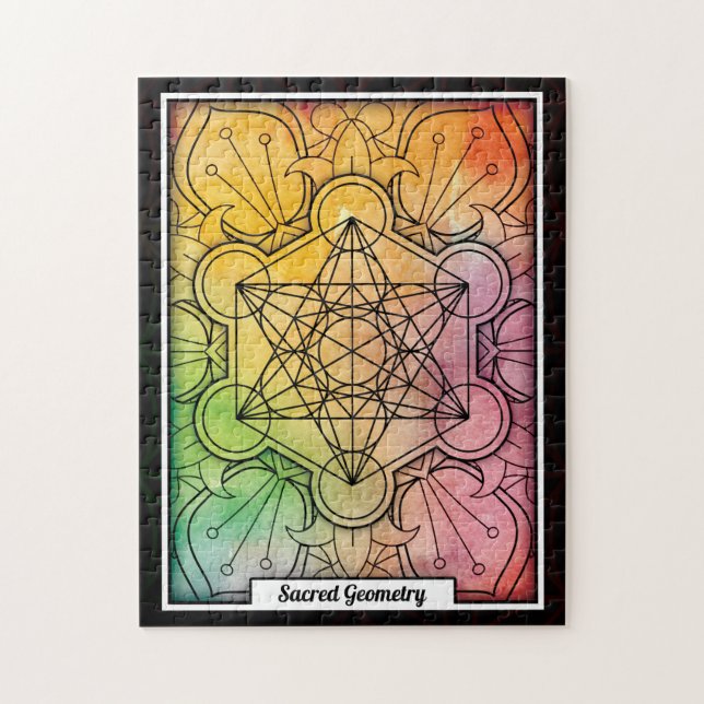 Puzzle Personalized Sacred Geometry Metatron's Cube (Vertical)