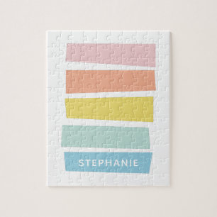 Puzzle Personalized Simple Modern Pastel Shape Stripes
