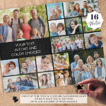 Puzzle Personnalisé 16 Photo Collage couleur personnalisé<br><div class="desc">Créez un puzzle de mémoire photo en utilisant ce modèle de collage photo facile à télécharger avec 16 images de différentes formes et tailles et personnalisées avec votre texte personnalisé dans votre choix de styles de police de texte, de couleur, de taille et de placement et de couleur arrière -...</div>