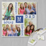 Puzzle Personnalisé 4 Photo Collage Bleu Meilleur Bonus P<br><div class="desc">Custom Photo Collage puzzle puzzle pour le meilleur Bonus Papa Ever. Le modèle est configuré pour vous permettre d'ajouter 4 de vos photos préférées et initiales. Un grand cadeau pour votre beau-père en Fête des pères, en anniversaire ou comme gardien d'un événement ou d'une réalisation personnelle. Le design a une...</div>