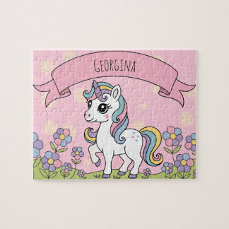 Puzzle Personnalisé Cute Girly Unicorn