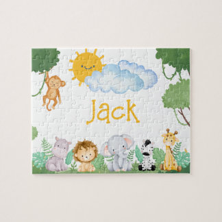 Puzzle personnalisé de nom d'enfant animal de la j