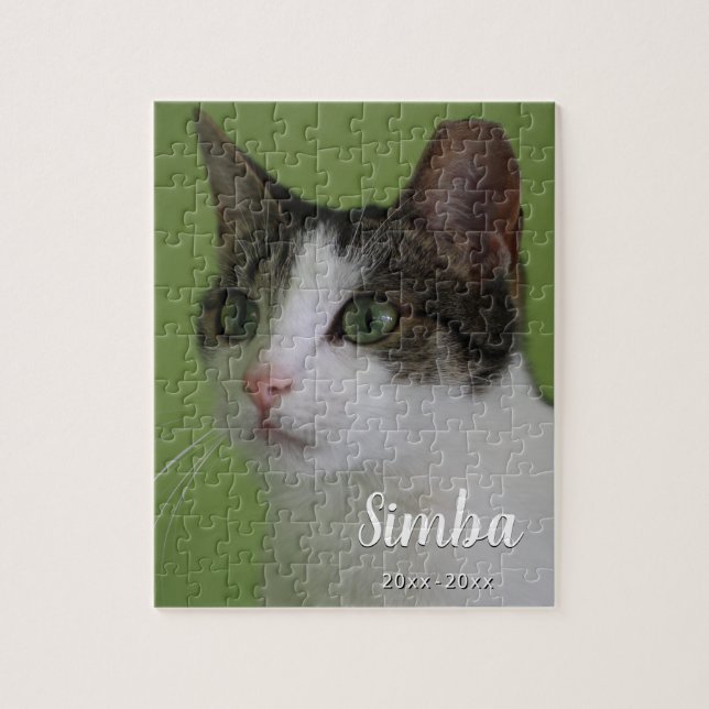 Puzzle personnalisé en forme de chat en mémoire de (Vertical)