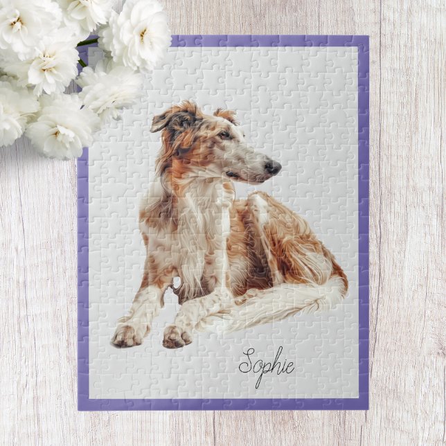 Puzzle personnalisé mignon de chien Borzoï (Créateur téléchargé)
