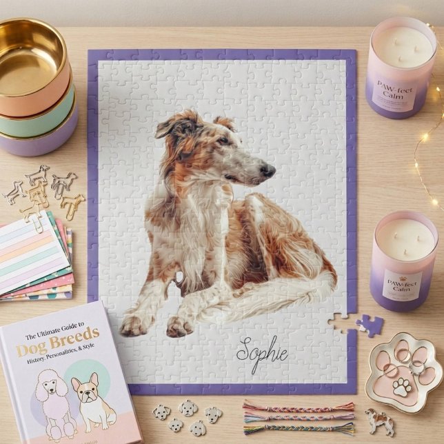 Puzzle personnalisé mignon de chien Borzoï (Créateur téléchargé)