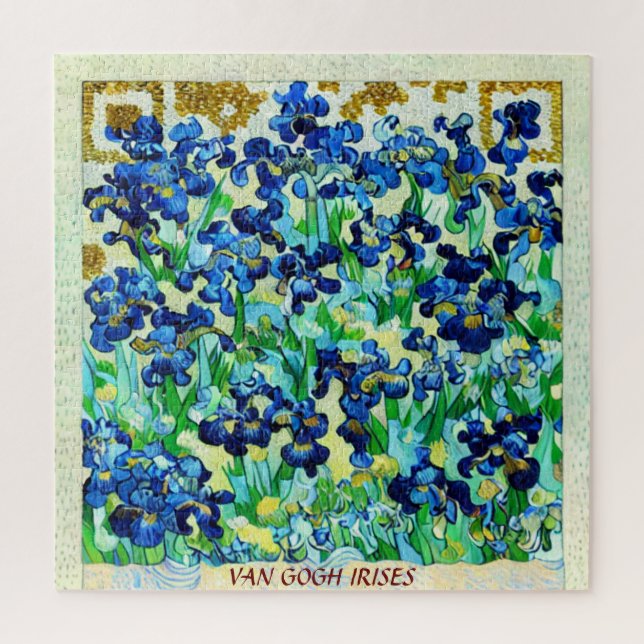 PUZZLE PERSONNALISER, IRISES VAN GOGH PEINTURE QR CODE AI (Vertical)