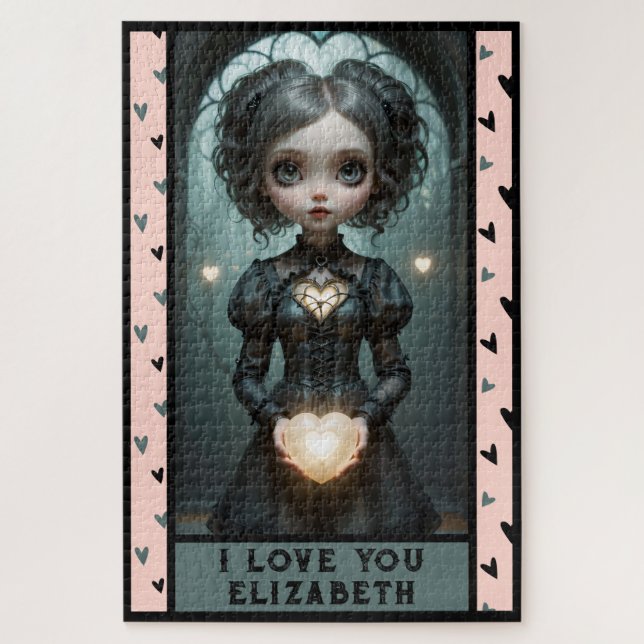 Puzzle Personnaliser, je T'AIME mignonne coeur fille (Vertical)