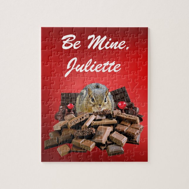 Puzzle Personnaliser Saint-Valentin Chocolat Chipmunk (Vertical)