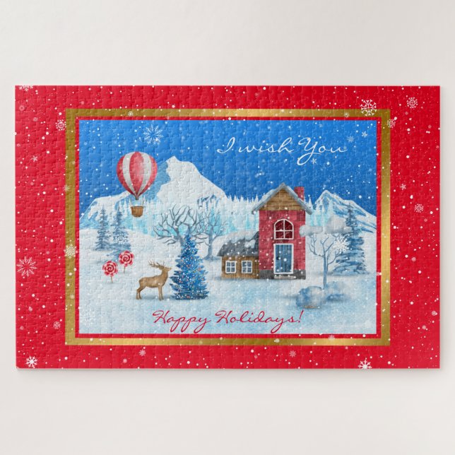 Puzzle Personnaliser sur le paysage neigeux (Horizontal)