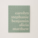 Puzzle Personnalité de Sage Green<br><div class="desc">Typographe moderne Grandchildren Names | Sage Green Puzzle</div>