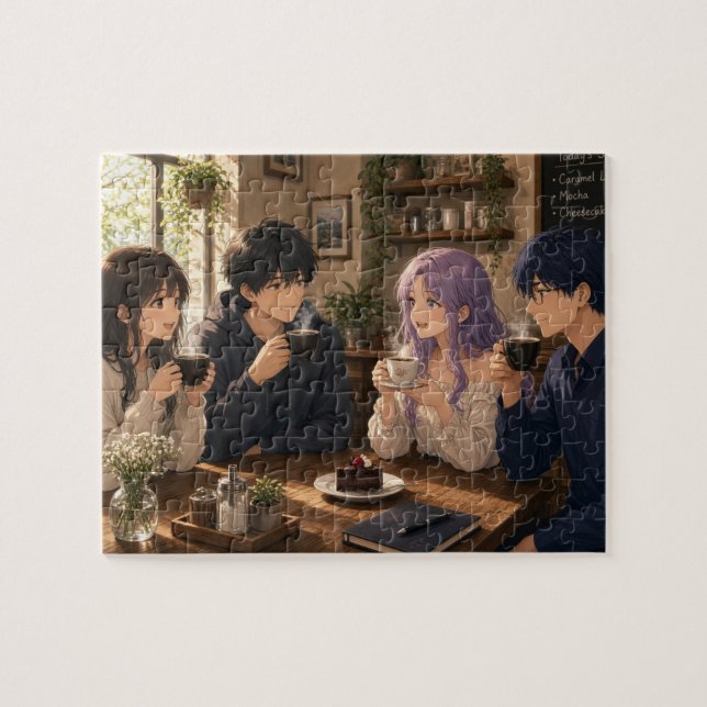 Puzzle Personnes d'anime buvant du café  (Horizontal)