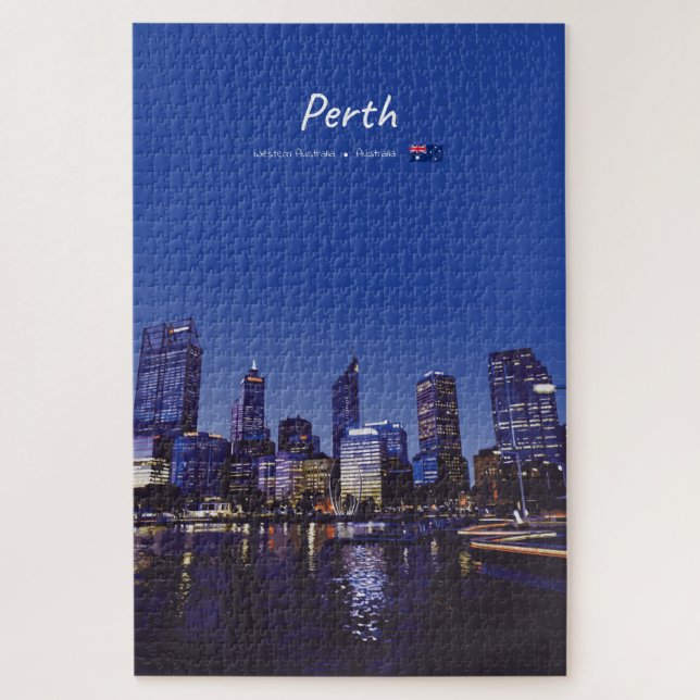 Puzzle Perth, Australie - Ciel de la ville la nuit (Vertical)