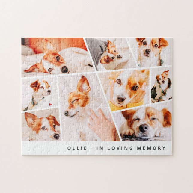 Puzzle Pet Memorial Modern Simple Chic 9 Photos Collage (Horizontal)