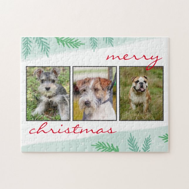 Puzzle Pet Photo Collage Merry Christmas (Horizontal)