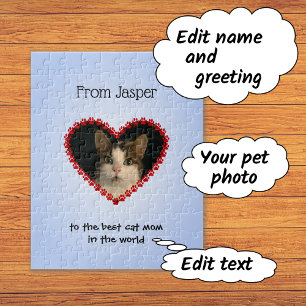 Puzzle Pet photo texte personnalisé bleu