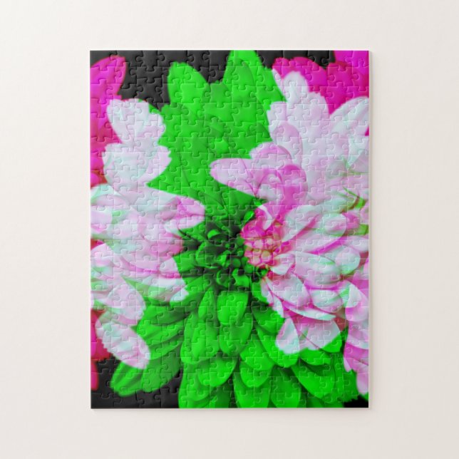 Puzzle Pétales de fleurs Abstraites Pneus Lime rose Puzzl (Vertical)