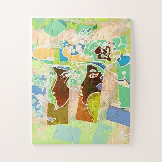 Puzzle Peter Max coloré aquarelle Casquette floral filles (Vertical)