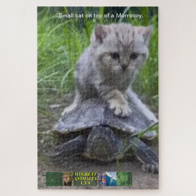 Puzzle petit chat sur un Morrocoy. (Vertical)