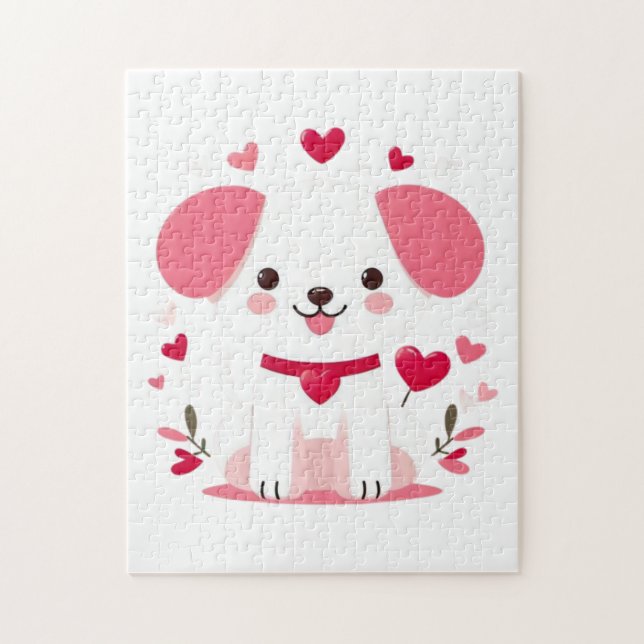 Puzzle Petit chiot de la Saint-Valentin (Vertical)