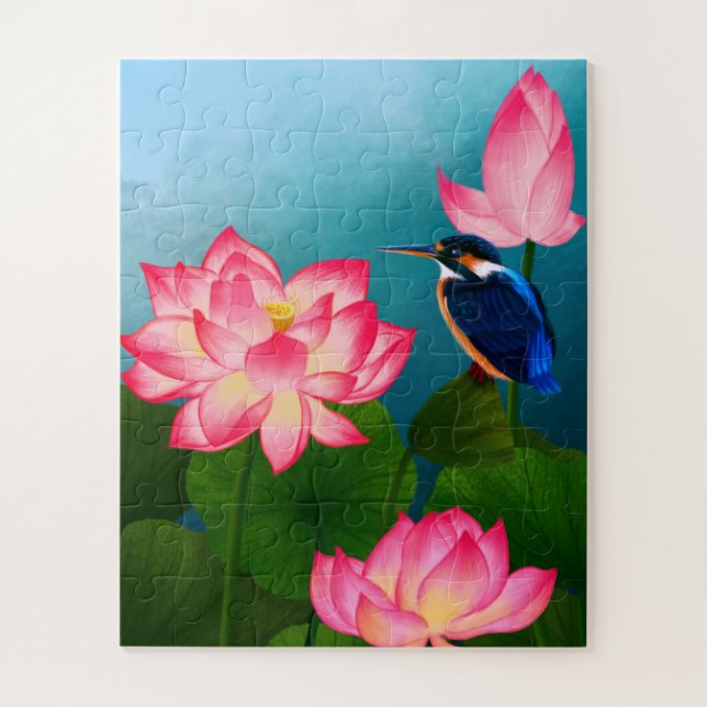Puzzle Petit colibri et aux grandes fleurs (Vertical)