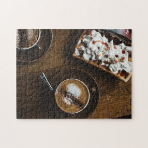Puzzle Petit déjeuner de café et de gaufre en Bed