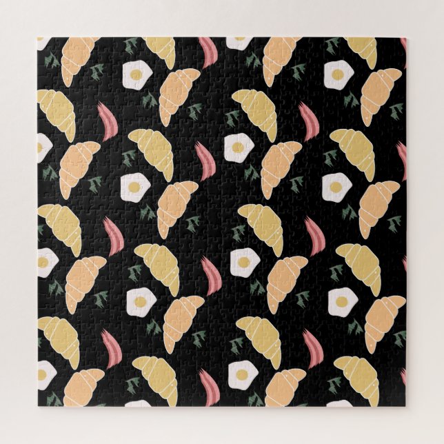 Puzzle Petit-déjeuner Jambon et Cilantro Oeufs sur un Cro (Vertical)