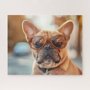 Puzzle petit drôle chien mignon chien bulldog avec des lu