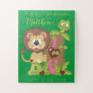 Puzzle Petit-fils Premier anniversaire mignon Lion Jigsaw
