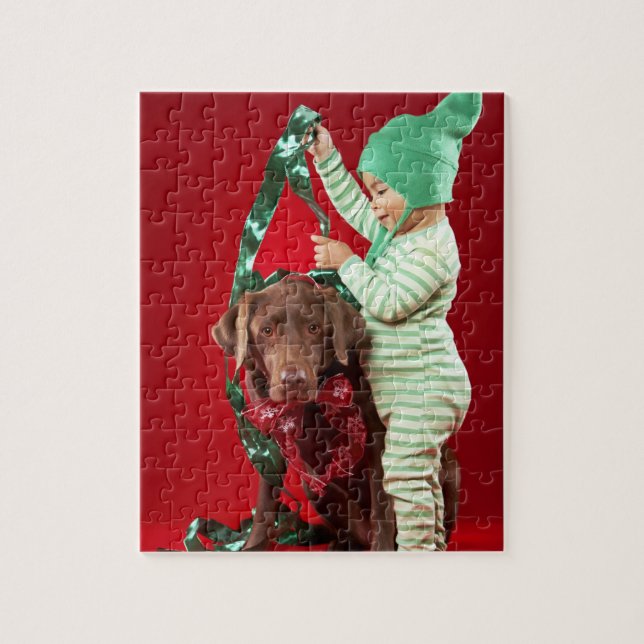 Puzzle Petit garçon décorant un chien (Vertical)