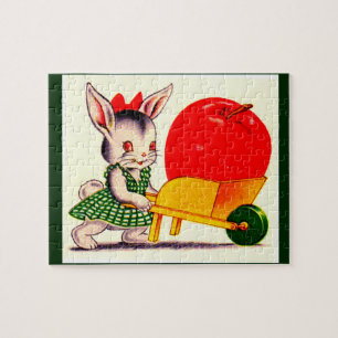 Puzzle petit lapin poussant chariot avec grande grande po