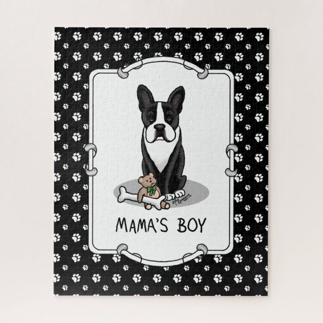 Puzzle Petit Mama's Boy Boston Terrier (noir) (Vertical)