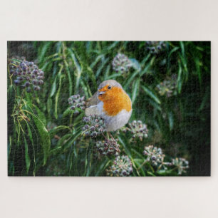 Puzzle Petit oiseau mignon sur plante