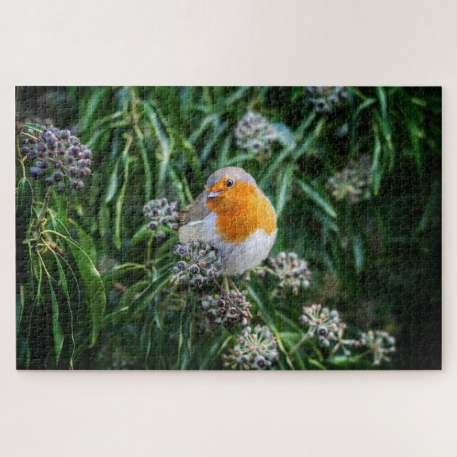 Puzzle Petit oiseau mignon sur plante (Horizontal)