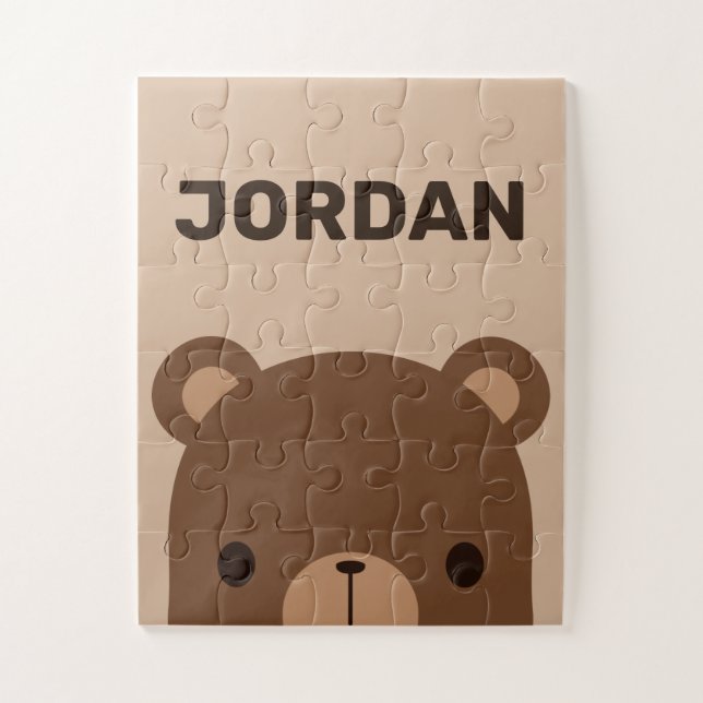 Puzzle Petit ours Brown mignon avec nom personnalisé (Vertical)