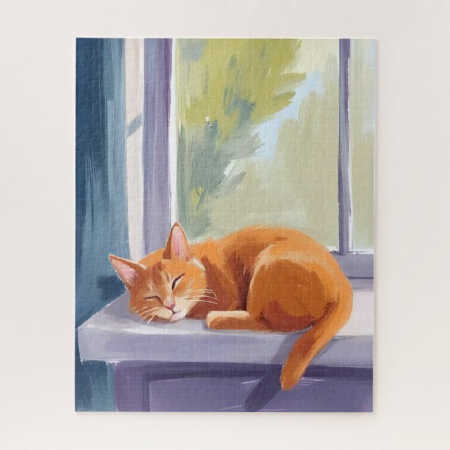 Puzzle Petit somme de chat | Peinture aquarelle de chaton (Vertical)