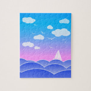 Puzzle Petit voilier Blue Ocean Seascape Enfants