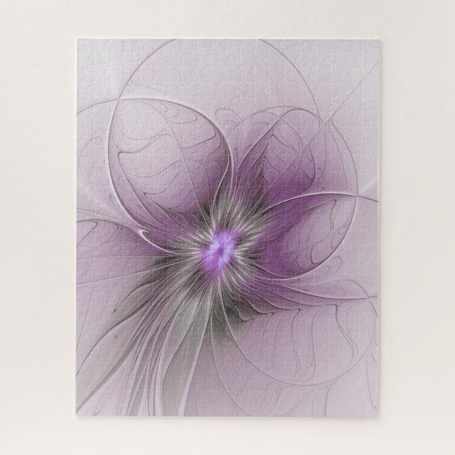 Puzzle Petite Beauté Fleur d'Art Fractal Moderne Mauve Gr (Vertical)