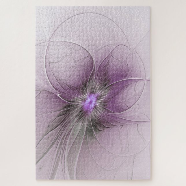 Puzzle Petite Beauté Moderne Fleur d'Art Fractal Gris Mau (Vertical)