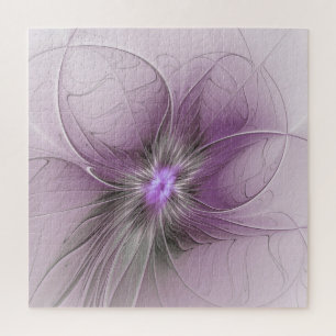 Puzzle Petite Beauté Moderne Fleur d'Art Fractal Gris Mau