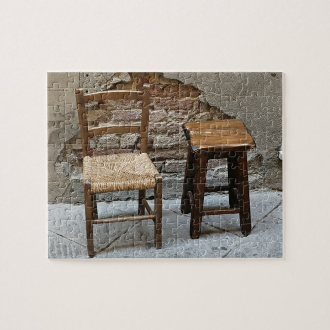 Puzzle Petite chaise et tabouret, Pienza, Italie (Horizontal)