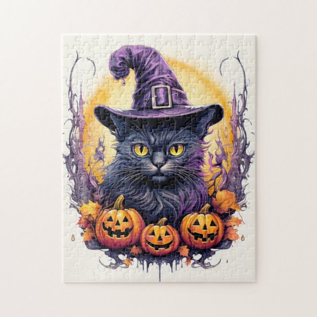 Puzzle Petite Chatte Féérique Chaton Sorcière (Vertical)