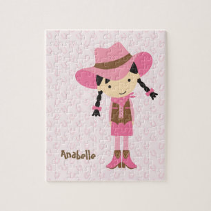 Puzzle Petite cow-girl rose {brune}