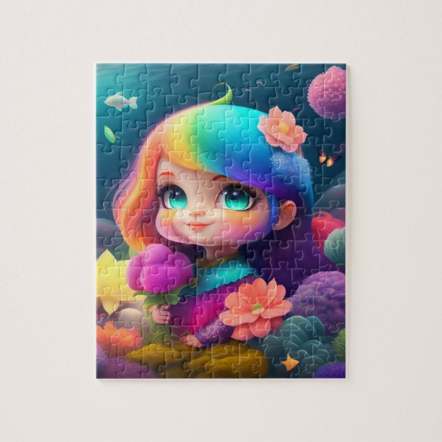 Puzzle Petite fille aux cheveux colorés (Vertical)