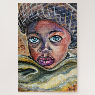 Puzzle Petite fille aux yeux bleus avec Casquette - Aquar