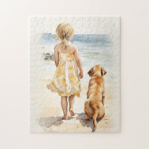 Puzzle Petite fille avec labrador