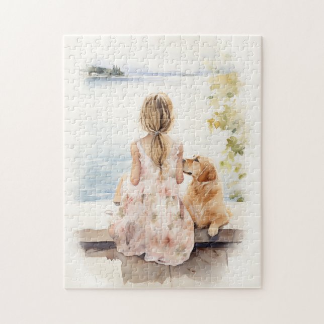 Puzzle Petite fille avec labrador (Vertical)