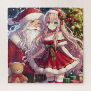 Puzzle Petite fille avec père Noël noël