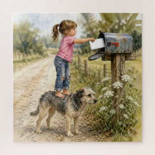 Puzzle Petite fille envoyant une carte