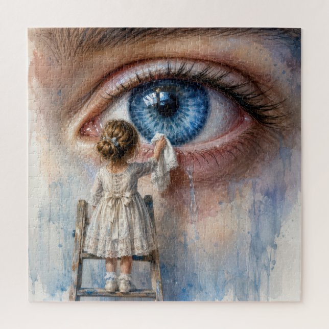 Puzzle Petite Fille Essuyant une Larme (Vertical)
